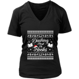 "Dashing Through The Books" V-neck Tshirt - Gifts For Reading Addicts