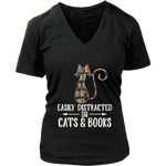 "Cats and books" V-neck Tshirt - Gifts For Reading Addicts