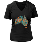 "Australia Bookish Map" V-neck Tshirt - Gifts For Reading Addicts