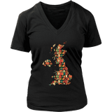 "UK Bookish Map" V-neck Tshirt - Gifts For Reading Addicts