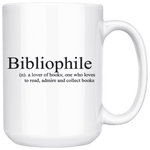 "Bibliophile"15oz white mug - Gifts For Reading Addicts