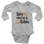 "Spent 9 Months In Azkaban"Long Sleeve Baby Bodysuit - Gifts For Reading Addicts