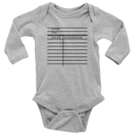 Library Card Long Sleeve Baby Bodysuit - Gifts For Reading Addicts