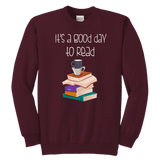 "It's a good day to read" YOUTH CREWNECK SWEATSHIRT - Gifts For Reading Addicts