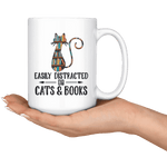 "Cats and books"15oz white mug - Gifts For Reading Addicts