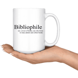 "Bibliophile"15oz white mug - Gifts For Reading Addicts