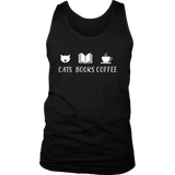 "Cats Books Coffee" Men's Tank Top - Gifts For Reading Addicts