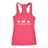 "Cats Books Coffee" Women's Tank Top - Gifts For Reading Addicts