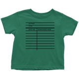 Library Card Toddler T-Shirt - Gifts For Reading Addicts