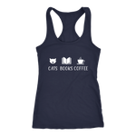 "Cats Books Coffee" Women's Tank Top - Gifts For Reading Addicts