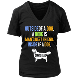 Outside of a dog a book is man's best friend V-neck - Gifts For Reading Addicts