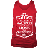 I always check Wardrobes for lions and witches, Mens Tank Top - Gifts For Reading Addicts