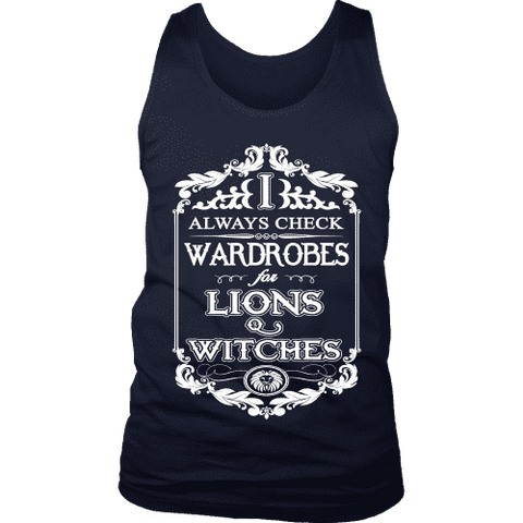 I always check Wardrobes for lions and witches, Mens Tank Top - Gifts For Reading Addicts