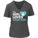 This girls loves reading - V-neck - Gifts For Reading Addicts