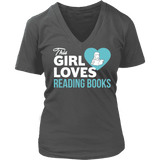 This girls loves reading - V-neck - Gifts For Reading Addicts