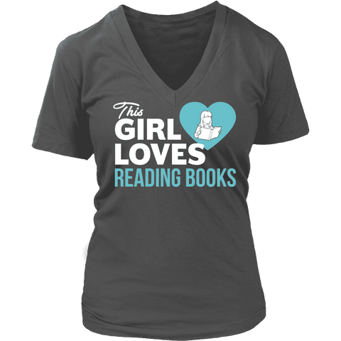 This girls loves reading - V-neck - Gifts For Reading Addicts