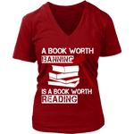 A book worth banning is a book worth reading V-neck - Gifts For Reading Addicts