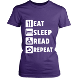 Eat, Sleep, Read, Repeat Fitted T-shirt - Gifts For Reading Addicts