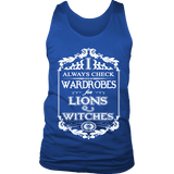 I always check Wardrobes for lions and witches, Mens Tank Top - Gifts For Reading Addicts