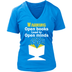 Warning! Open books lead to open minds V-neck - Gifts For Reading Addicts