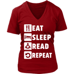 Eat, Sleep, Read, Repeat V-neck - Gifts For Reading Addicts