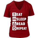 Eat, Sleep, Read, Repeat V-neck - Gifts For Reading Addicts