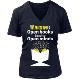 Warning! Open books lead to open minds V-neck - Gifts For Reading Addicts