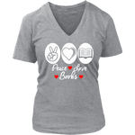 Peace, Love , Books - V-neck style - Gifts For Reading Addicts