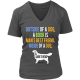 Outside of a dog a book is man's best friend V-neck - Gifts For Reading Addicts