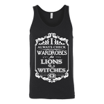 I always check Wardrobes for lions and witches, Unisex Tank Top - Gifts For Reading Addicts