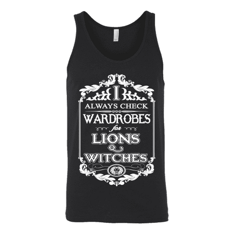 I always check Wardrobes for lions and witches, Unisex Tank Top - Gifts For Reading Addicts