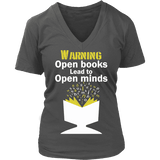 Warning! Open books lead to open minds V-neck - Gifts For Reading Addicts