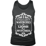 I always check Wardrobes for lions and witches, Mens Tank Top - Gifts For Reading Addicts