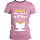 Warning! Open books lead to open minds Fitted T-shirt - Gifts For Reading Addicts