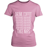 Drink Coffee, Read books, Take naps Fitted T-shirt - Gifts For Reading Addicts