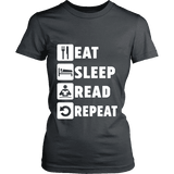 Eat, Sleep, Read, Repeat Fitted T-shirt - Gifts For Reading Addicts