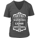 I always check Wardrobes for lions and witches, V-neck - Gifts For Reading Addicts