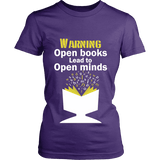 Warning! Open books lead to open minds Fitted T-shirt - Gifts For Reading Addicts