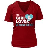 This girls loves reading - V-neck - Gifts For Reading Addicts