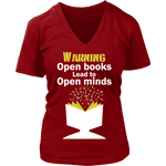 Warning! Open books lead to open minds V-neck - Gifts For Reading Addicts