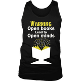 Warning! Open books lead to open minds Mens Tank - Gifts For Reading Addicts