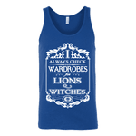 I always check Wardrobes for lions and witches, Unisex Tank Top - Gifts For Reading Addicts