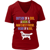 Outside of a dog a book is man's best friend V-neck - Gifts For Reading Addicts