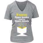 Warning! Open books lead to open minds V-neck - Gifts For Reading Addicts