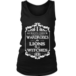 I always check Wardrobes for lions and witches, Womens Tank Top - Gifts For Reading Addicts