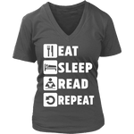 Eat, Sleep, Read, Repeat V-neck - Gifts For Reading Addicts