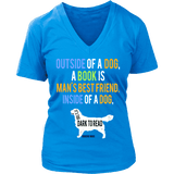 Outside of a dog a book is man's best friend V-neck - Gifts For Reading Addicts