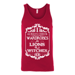 I always check Wardrobes for lions and witches, Unisex Tank Top - Gifts For Reading Addicts