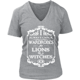 I always check Wardrobes for lions and witches, V-neck - Gifts For Reading Addicts