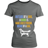 Outside of a dog a book is man's best friend Fitted T-shirt - Gifts For Reading Addicts